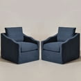 thumbnail image 2 of Navy Slipcovered Swivel Barrel Accent Chairs, Set of 2 with Removable Cushions, Modern Upholstered, 2 of 8