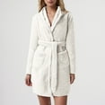 thumbnail image 2 of Womens Robes Hooded Lightweight Soft Short Flannel Womens Sleepwear,White,S, 2 of 5
