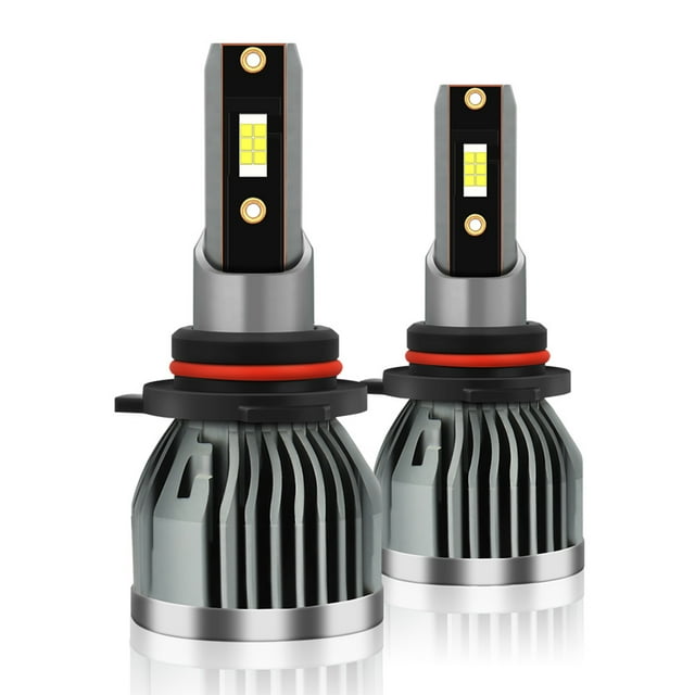 TFixol2Pcs IP68 Waterproof Car LED Headlight Bulbs LED Driving Lamp All-in-one Conversion Kit 60W 6000LM 6000K HB3/9005/H10