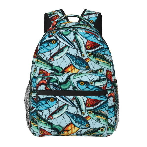 Vsdgher Colorful Fishing Baits for Laptop Backpack,Travel Backpack Outdoor Activities Bag Daypack for Travel Hiking Shopping & Daily-One Size