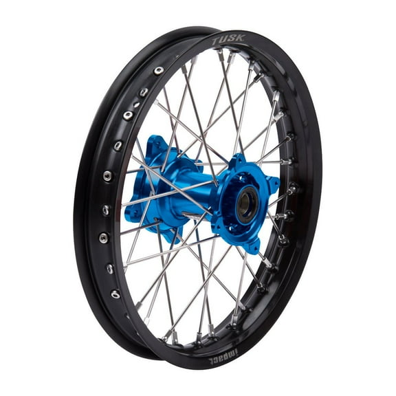 Tusk Impact Complete Wheel - Rear 16 X 1.85 Black Rim/Silver Spoke/Blue Hub for Kawasaki Kx112 2022-2025