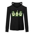 thumbnail image 3 of St Patricks Day Shirts for Women Sexy Cold Shoulder Mesh Long Sleeve Clover Gnome Print Shamrock Blouse Tops T Shirt, 3 of 4