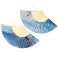thumbnail image 4 of 2Pcs Pattern Painting Gift Bamboo Handheld Folding Fan for Dancing Party Decoration, 4 of 8