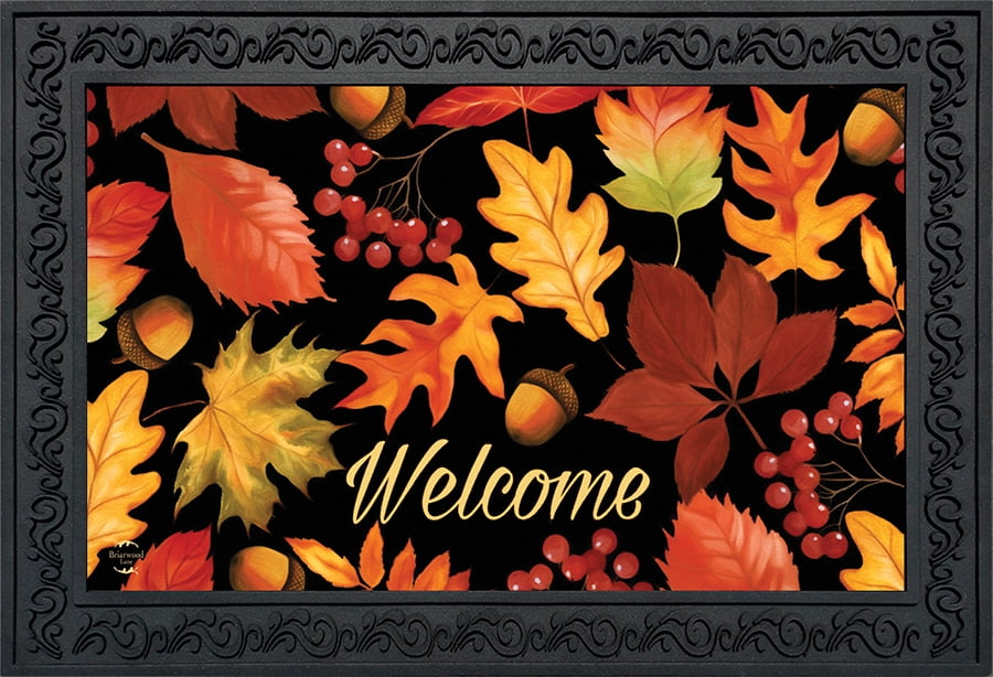 Fall Leaves Welcome Doormat Autumn Indoor / Outdoor 18' x 30' Briarwood Lane