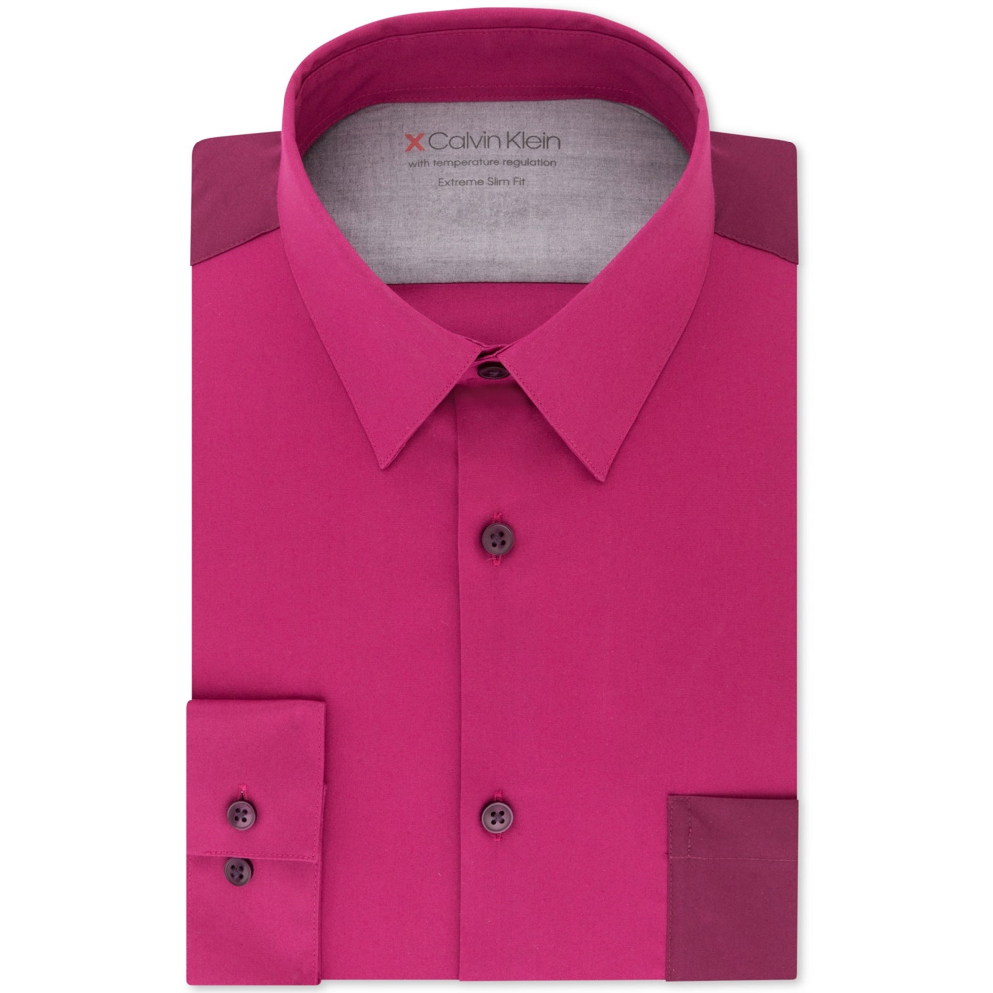 Calvin Klein Chemise Habillée Ajustée pour Hommes Bourgogne 16-16.5