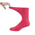thumbnail image 2 of 4 pairs of Thin Combed Cotton Diabetic Socks for Men & Women, Loose, Wide, Non-Binding Neuropathy Low-Crew Socks (Pink, Fit's Shoe Size 7-11), 2 of 4