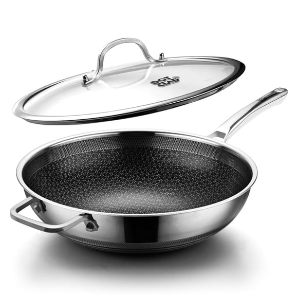 Sartén DOTCLAD Hybrid de 33 cm con tapa de acero inoxidable antiadherente