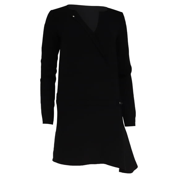 Pre-Owned Ba&Sh Asymmetric Long Sleeve Mini Dress in Black Wool
