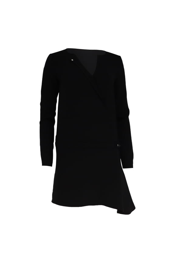 Pre-Owned Ba&Sh Asymmetric Long Sleeve Mini Dress in Black Wool