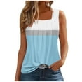 thumbnail image 2 of ALLLIST Womens Spring Tops Blue Pleated Sleeveless Geometric Square Neckline Tank Tops Women's Tank Tops XL, 2 of 5