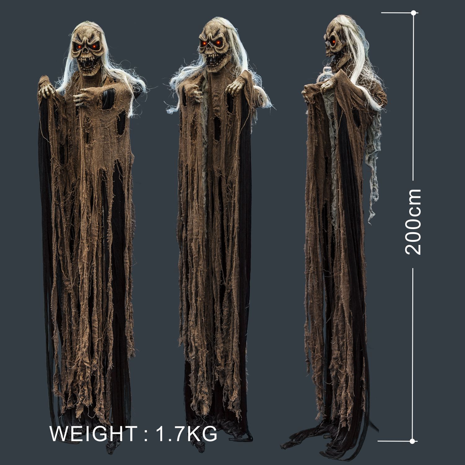 Sunny Hanging Reaper Ghost 6.6ft Tall Lifesize Animated Halloween Haunted House Prop