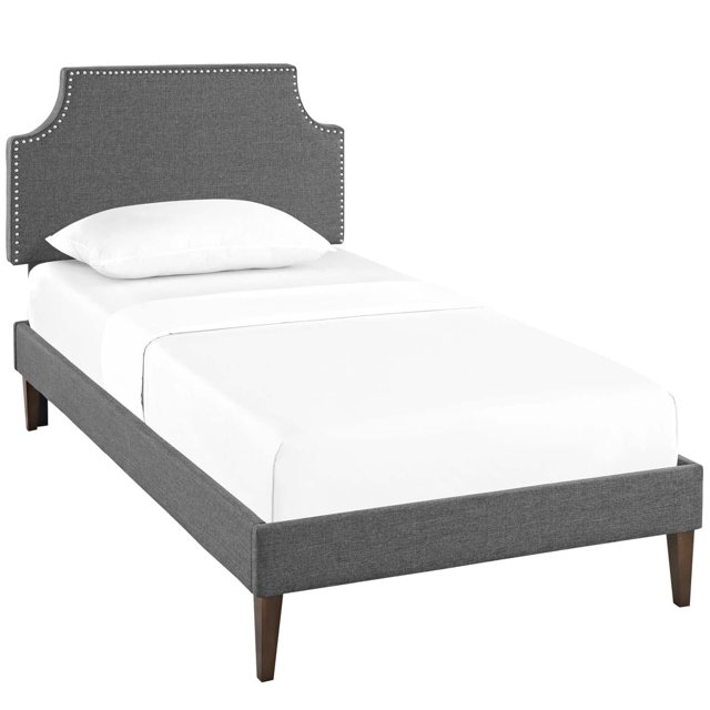 Lit Plateforme Simple en Tissu Corene avec Pattes Carrées Effilées par Modway