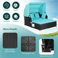 thumbnail image 3 of Spaco Outdoor Patio Rattan Wicker Daybed Sectional Conversation Lounger Set with Retractable Canopy, Foldable Side Table, Turquoise Resistant Cushions, 3 of 6