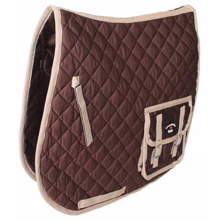 Horse Quilted Aussie Australian ENGLISH SADDLE PAD 2 Pockets Dressage Brown