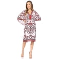 thumbnail image 5 of Sakkas Kristy Long Tall Lightweight Caftan Dress / Cover Up With V-Neck Jewels - 17133-WhiteRed - One Size, 5 of 5