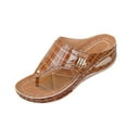 thumbnail image 3 of Women's Crocodile Print Wedge Heel Flip Flops, Plus Size Comfortable Open Toe Casual Wedge Sandals, 3 of 10