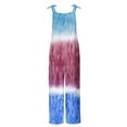 thumbnail image 3 of Usmixi Jumpsuits for Women Loose Comfort Cotton Linen Fashion Adjustable Strap Baggy Wide Leg Pocket Long Jumpsuits Overalls Summer Formal Tie-Dye Round Neck Sleeveless Maxi Rompers Blue xl, 3 of 4