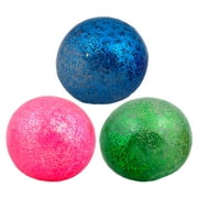 2.75 inch Squeeze Balls with Glitter - 3 pcs Gel Stress Balls for Kids - Random Colors Fidget Squishy Balls