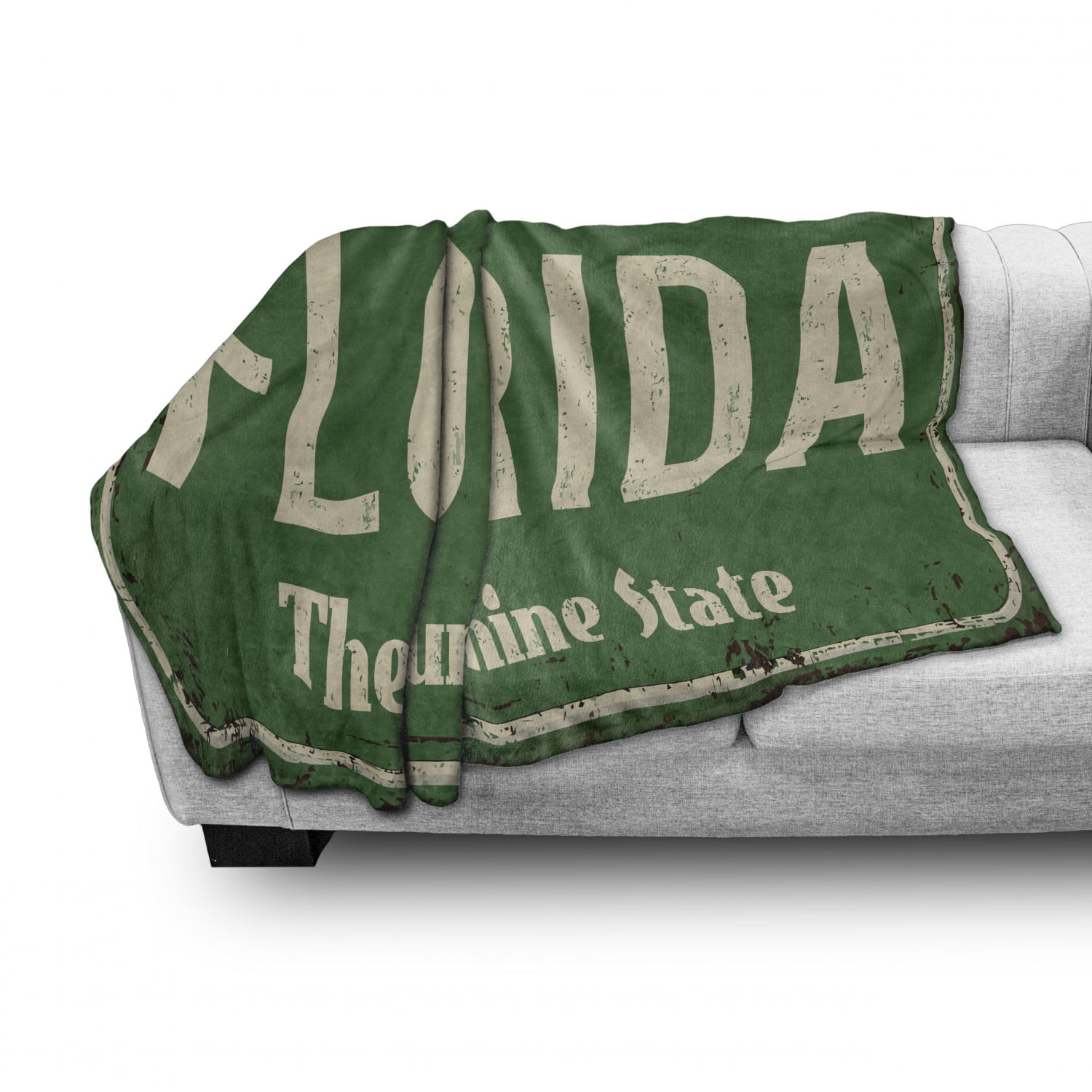 Cozy Plush for Indoor and Outdoor Use Welcome to Florida Old and Rusty Graphic Sign Design The Sunshine State Ambesonne Florida Soft Flannel Fleece Throw Blanket 70 x 90 Fern Green and Beige