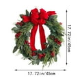 thumbnail image 3 of 18 Inch Christmas Wreaths for Front Door with Red Velvet Bow adn Berry, Artificial Norfolk Pine Greenery Christmas Wreath Decorations for Wall Window Home Indoor Outdoor Winter Holiday, 3 of 9