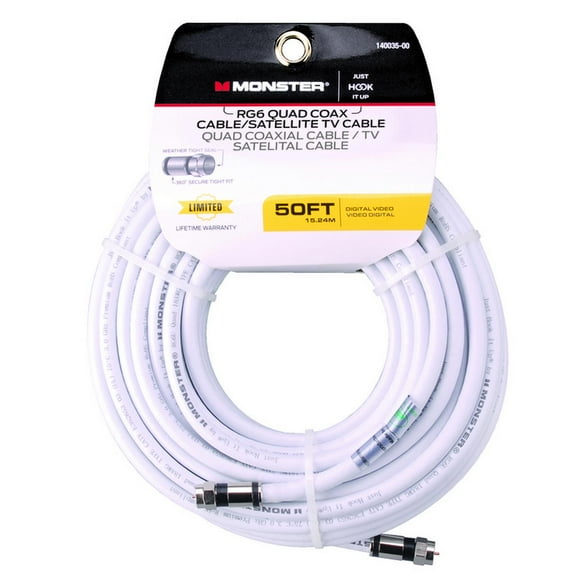 Monster Jhiu 140035-00 White 50 ft. 75 Ohm Digital Video Coaxial Cable