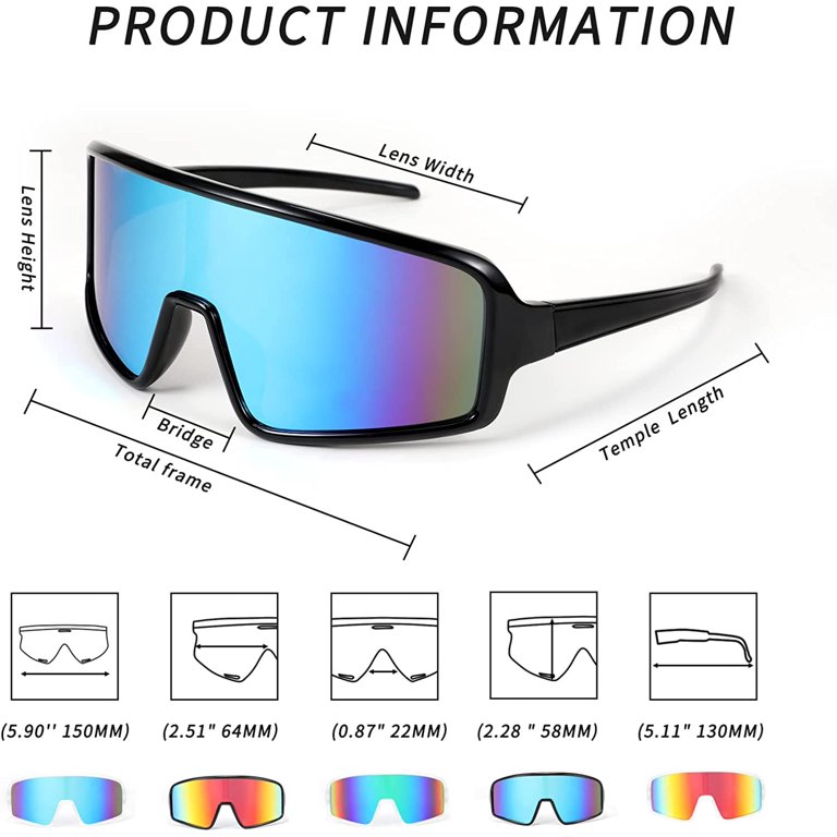 FEISEDY Sports Sunglasses For Men & Women - Large Rectangular Lens, UV400, Cycling Running B0243