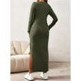thumbnail image 4 of Long Sleeve Sweater Dress for Fall Winter Baby Shower & Photoshoot - Women'S Pregnancy Maternity Dresses Green S, 4 of 7
