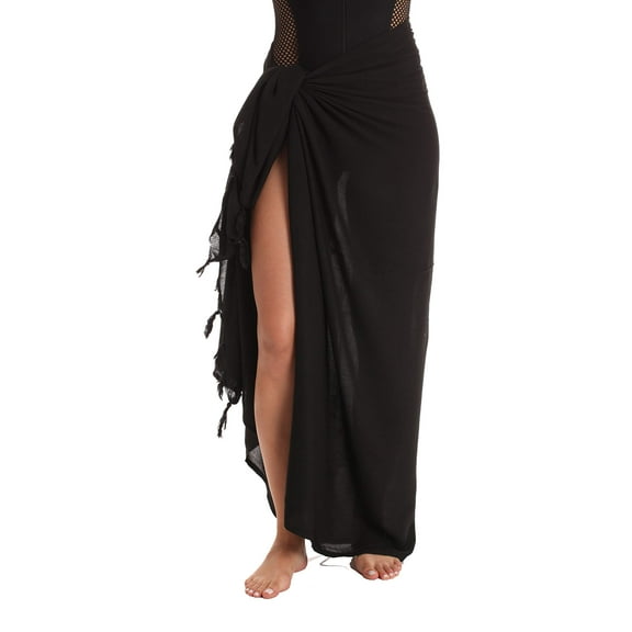 Riviera Sun Sarong Swimsuit Cover Up for Women 21978-NVY (One Size, Black - Solid)