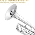 thumbnail image 5 of Bb Trumpet for Beginners - Silver, Includes Hard Case, 7C Mouthpiece, Cleaning Cloth & Gloves, 5 of 7