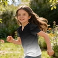 thumbnail image 3 of Dwellite Girls V-Neck Shirts Short Sleeve Cute Summer Tee Shirts Baggy Soft Tops 3-13 Years Black 110, 3 of 7