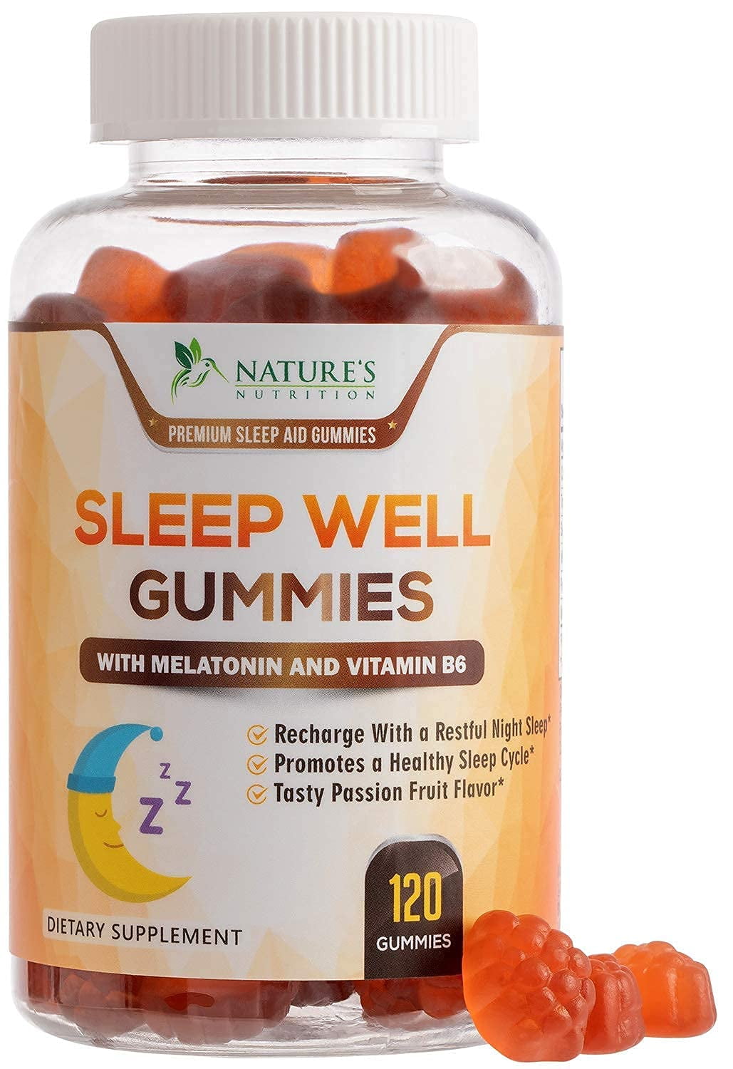 Nature's Nutrition Sleep Aid Melatonin Gummies All Natural Adult Sleeping Pills, 120 Ct