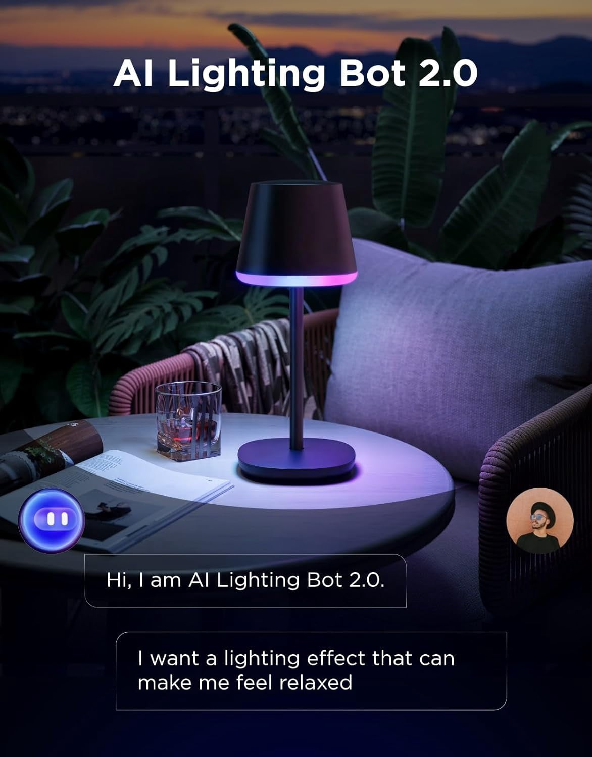 Govee Smart Cordless Table Lamp Classic, RGBIC Rechargeable Table Lamp for Bedroom, Living Room, Portable Desk Lamp Works with Matter, Alexa, LED Bedside Lamp with 72 Scenes Modes, Timer, 500lm