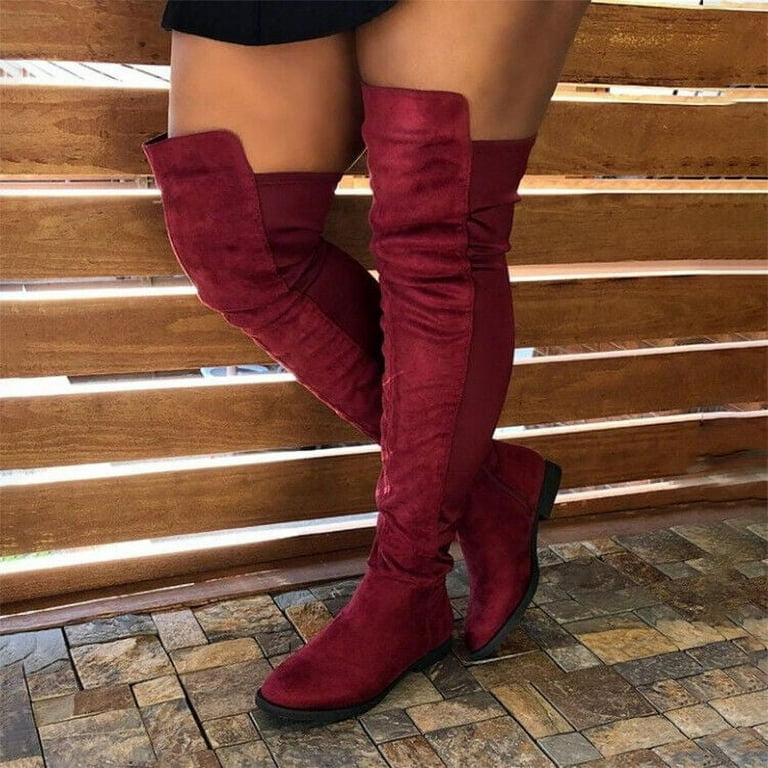 Thigh high faux suede boots deals