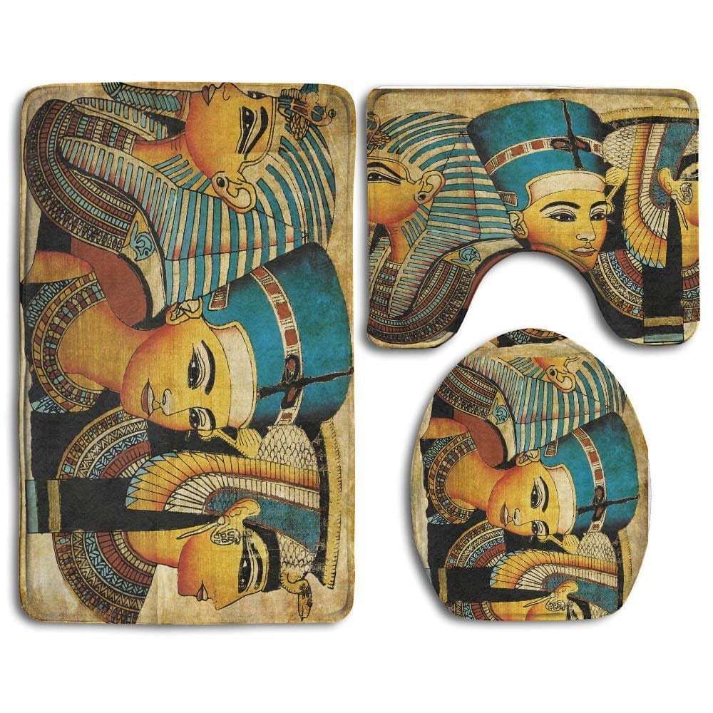 GOHAO Egypt Women 3 Piece Bathroom Rugs Set Bath Rug Contour Mat and
