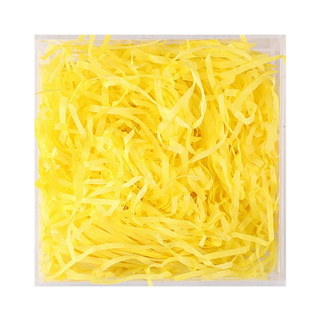 ziyahi 1 Pack Lafite Paper Raffia Filler Colorful Shredded Box Packaging Decoration Practical Wedding Party Easter New Year Yellow