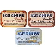 ICE CHIPS Candy 3 Pack Assortment (Chocolate Brownie, Salted Caramel, Orange Cream)