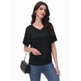 thumbnail image 4 of Women's V-Neck Dolman Top - Short Sleeve Solid Color Blouse with Side Shirring Detail, Casual Loose Fit T-Shirt, 4 of 6