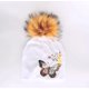 thumbnail image 1 of Gorro con pompón para bebé y niño, gorro con estampado floral de mariposa para recién nacido, a la moda, 1 of 4
