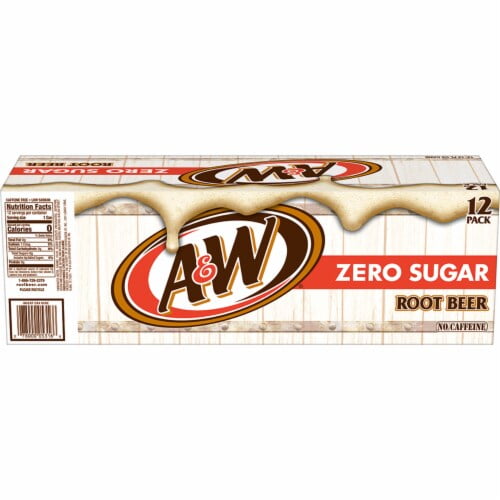 A&W Root Beer Zero Sugar Soda Cans 12 pk / 12 fl oz - Pack of 2