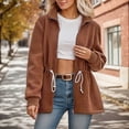thumbnail image 2 of Bibifish Womens Jackets Fuzzy Full Zip Up Drawstring Waist Jackets With Side Pocket Relaxed Fit Warm Cozy Casual Daily Wear Stylish Jackets, 2 of 5