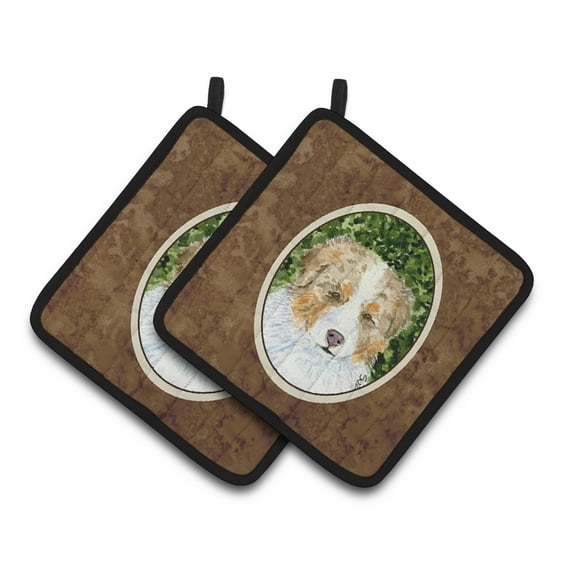 Carolines Treasures SS8732PTHD Australian Shepherd Pair of Pot Holders, 7.5HX7.5W, multicolor