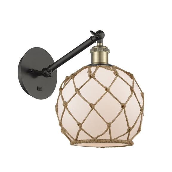 317-1W-BAB-G121-8RB-LED-Innovations Lighting-Athens - 1 Light Wall Sconce In Industrial Style-12.38 Inches Tall and 8 Inches Wide Black Antique Brass