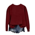thumbnail image 5 of Cropped Zip Up Hoodie Women Winter Fall Loose Crew Neck Long Sleeve Puff Drop Shoulder Zipperless Heart Print Pullover Ribbed Knit Sweatshirt(Wine,L), 5 of 7