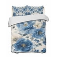 thumbnail image 2 of Blue Flower King Size Down Alternative Comforter, Lightweight Comforter Quilt Bedding Set with Pillow Shams White Floral Watercolor Botanicals Blossom All Seasons Bed Comforter Duvet Insert 96"x106", 2 of 7