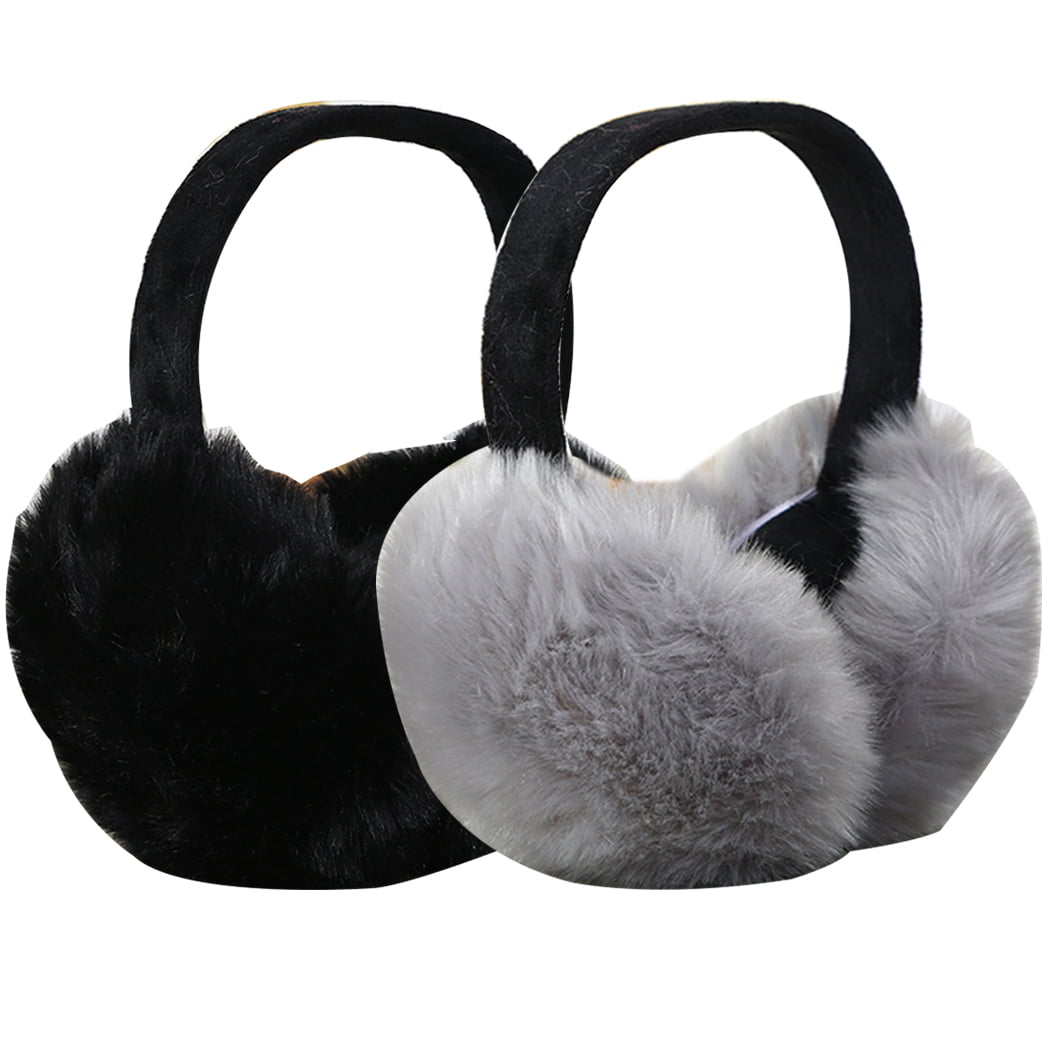 Amazing Funny Park Facilities Illustration Winter Earmuffs Ear Warmers Faux Fur Foldable Plush Outdoor Gift