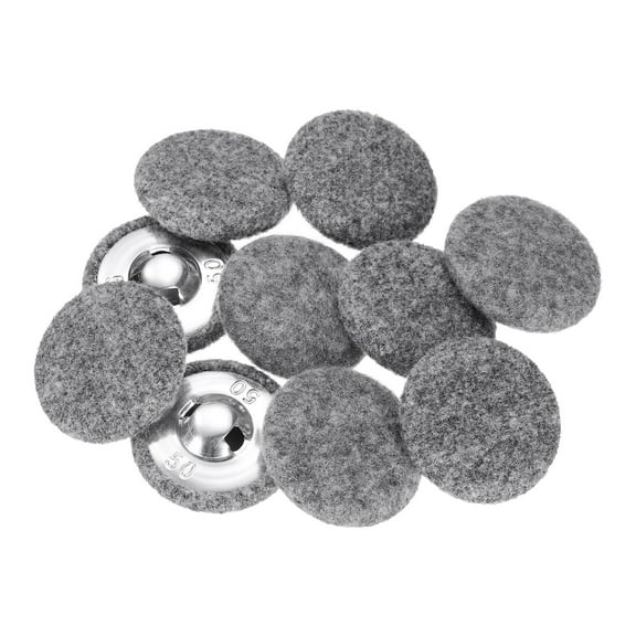 Uxcell 10pcs Fabric Cloth Covered Buttons 1.3" Round Plush Sweaters Button with Aluminum Shank Sewing Button, Light Grey