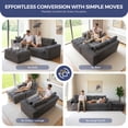 thumbnail image 3 of BYBYME Sofa Couch and Round Chaise Lounge,L Shaped Cloud-Plush Corduroy Boneless Floor Sofa Bed,Tufted Upholstered Sleeper Chair for Living Room,Dark Grey, 3 of 7