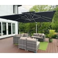 thumbnail image 2 of PURPLE LEAF 11FT Deluxe Square Solar Powered LED Patio Umbrella with Base, Large Offset Cantilever Umbrella with 360° Rotation, Gray, 2 of 17