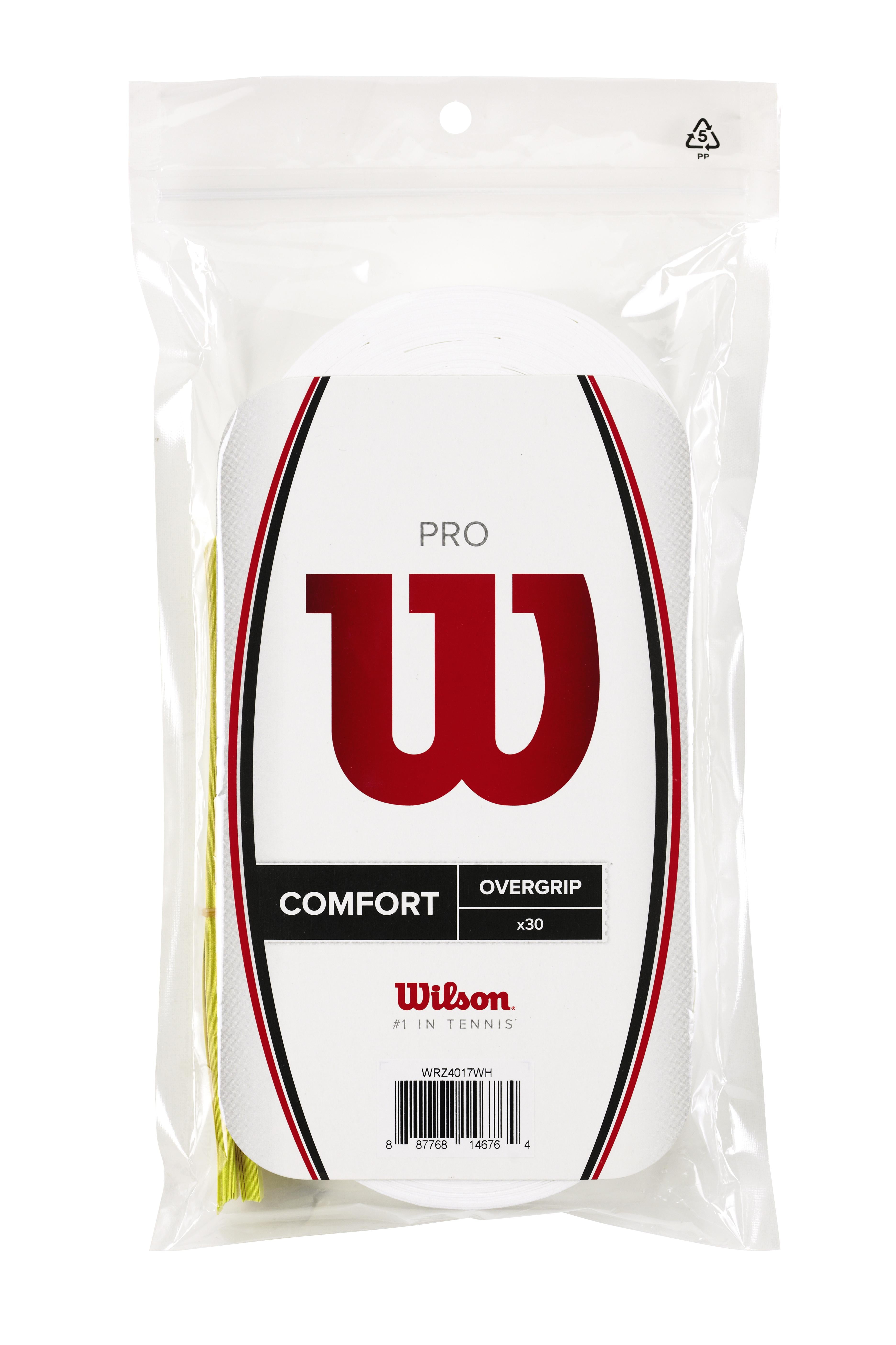 Wilson Pro Tennis Racket Overgrip, White - 30 Pack