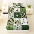 thumbnail image 3 of Castle Fairy Mallard Duck Deer Twin Sheets 3pcs,Vintage Camo Geometric Plaid Bedding,Moss Brown Cream,1 Fitted Sheet, 1 Flat Sheet and 1 Pillowcase, 3 of 6